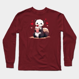 A ferret offering a loving cupcake Long Sleeve T-Shirt